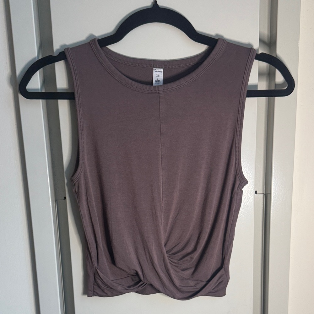 ALO Yoga Mauve Twist Front Tank Top